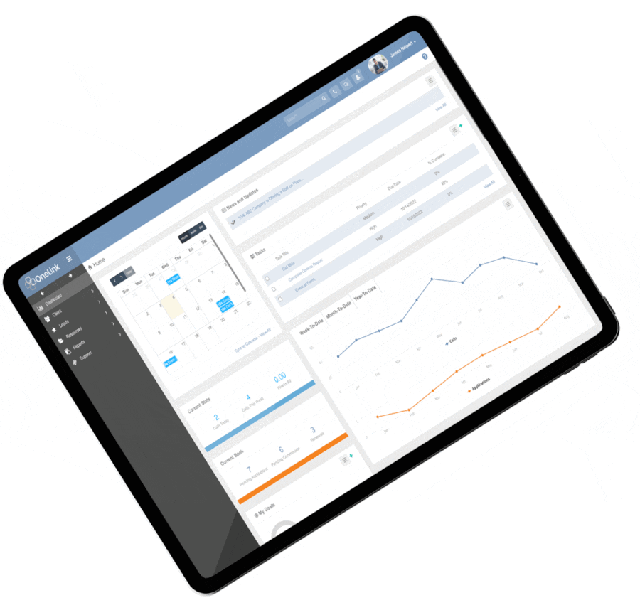 Tilted graphic of OneLink Dashboard